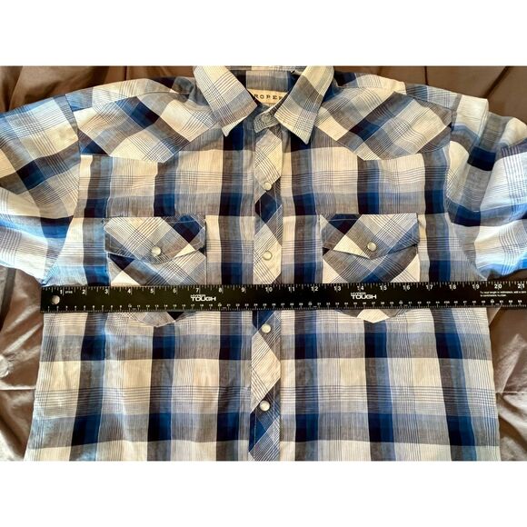 Roper Youth Child Boys XL Pearl Snap Plaid Blue Long Sleeve Shirt Western Cowboy - Picture 5 of 7